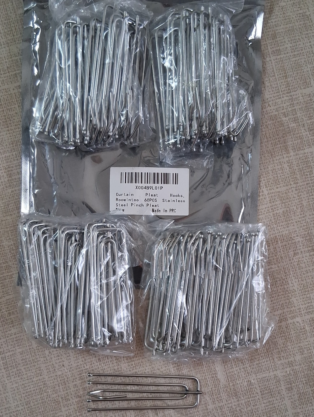 Stainless Steel Pinch Pleat Drapery Hooks (60pcs)